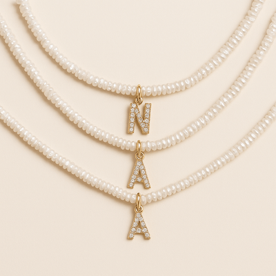 Crystal Pearl Initial Choker