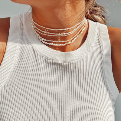 Crystal Pearl Initial Choker