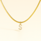 Diamond Initial Herringbone Necklace