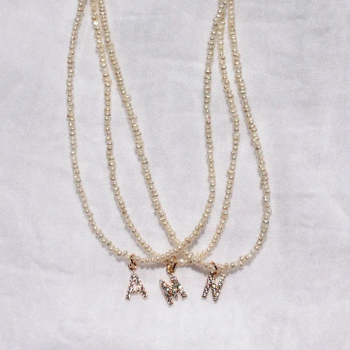 Crystal Pearl Initial Choker