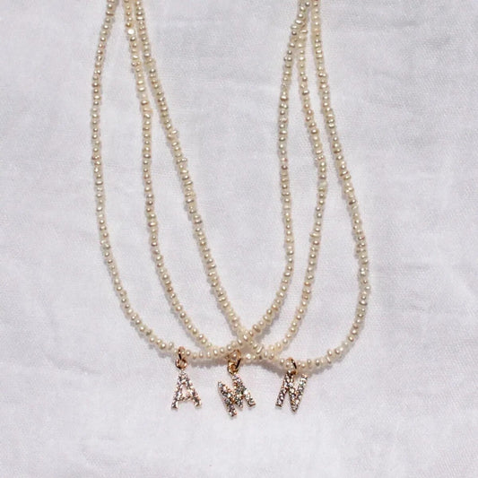 Crystal Pearl Initial Choker — OLYMP'D waterproof jewelry