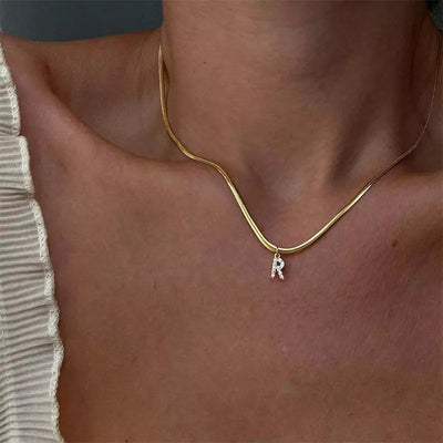 Diamond Initial Herringbone Necklace