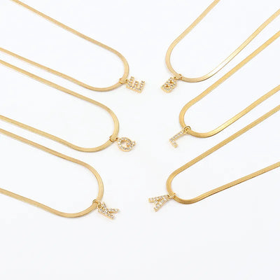 Diamond Initial Herringbone Necklace
