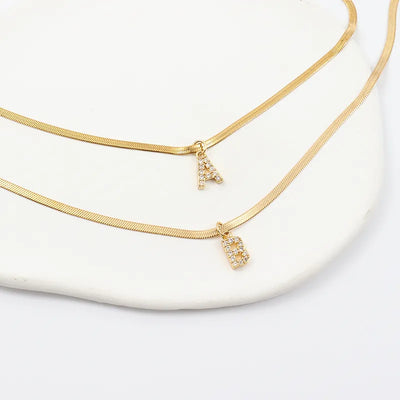 Diamond Initial Herringbone Necklace